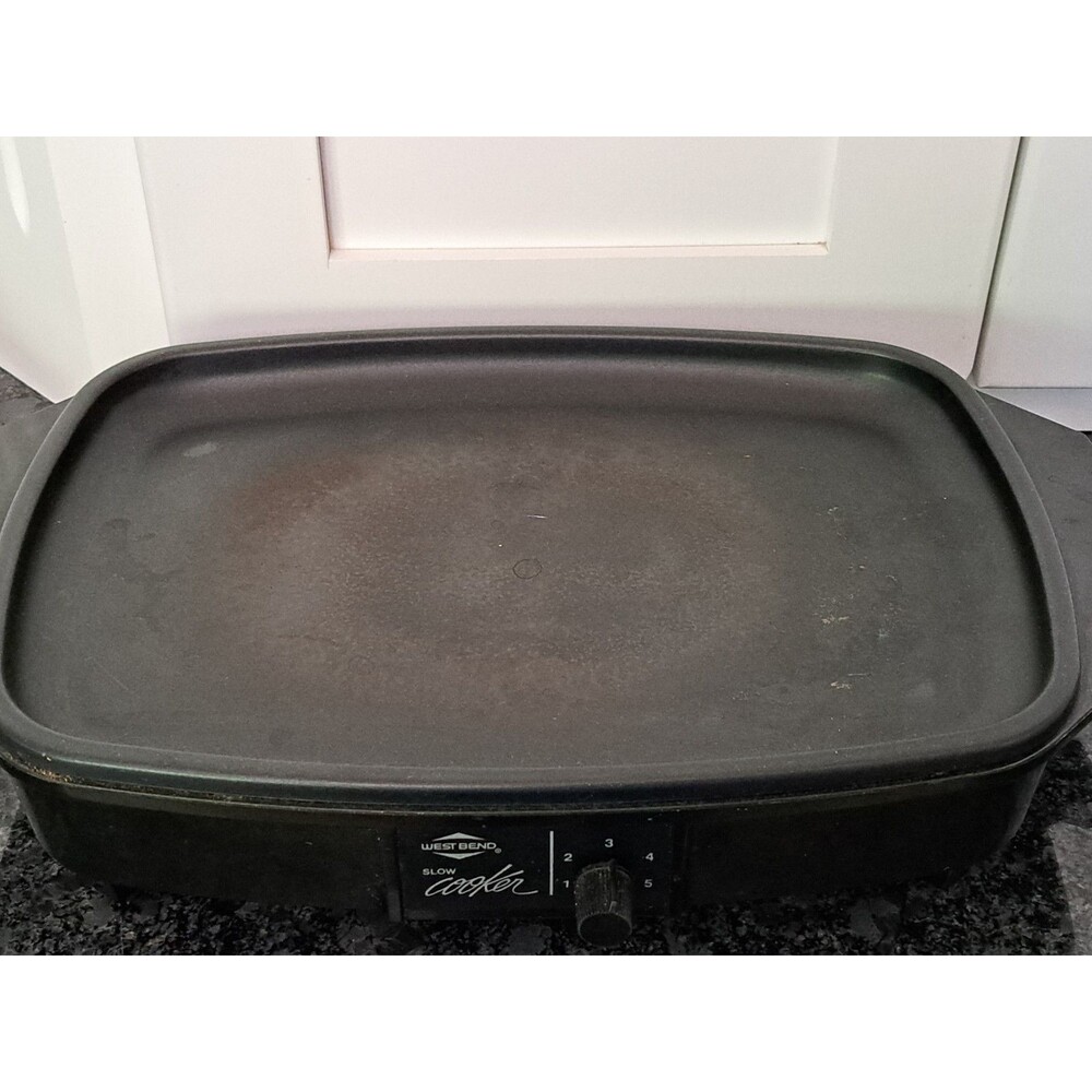 Vintage West Bend 4 Quart Slow Cooker Non-Stick w/ Mini Griddle Plastic Lid - Picture 5 of 8